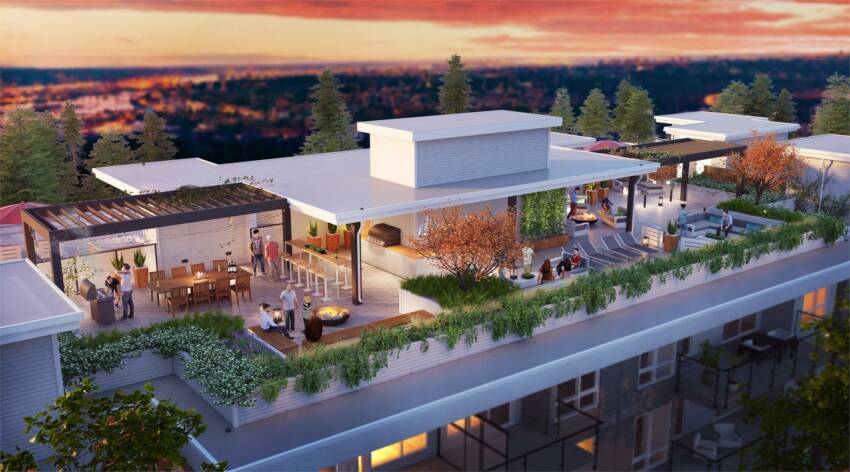 Duet New Presale Condo in West Coquitlam Patio with view rendering