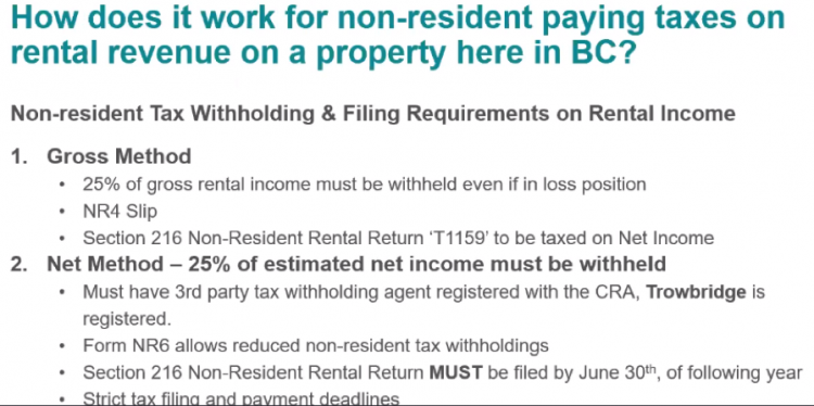 Non-resident tax withholding