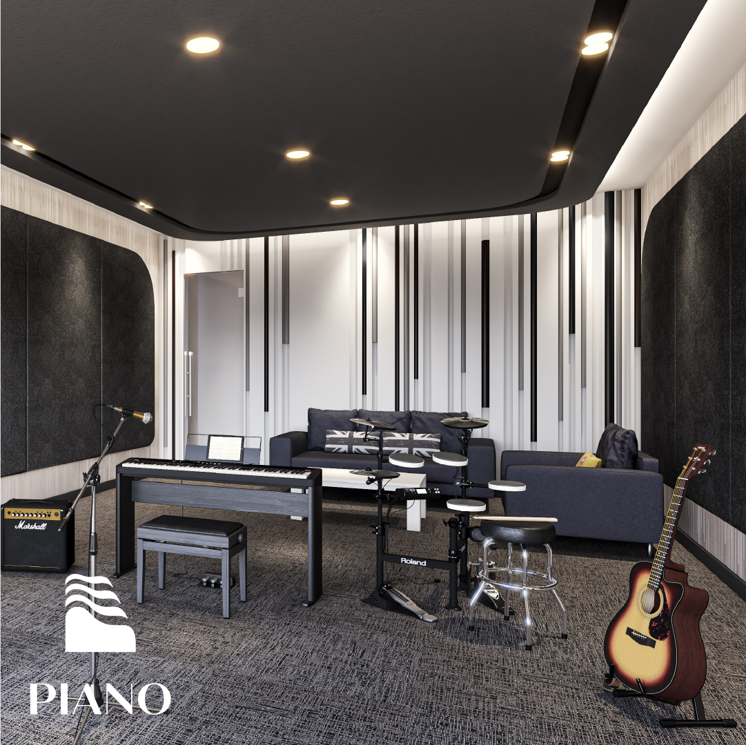 Rendering of The Piano music room