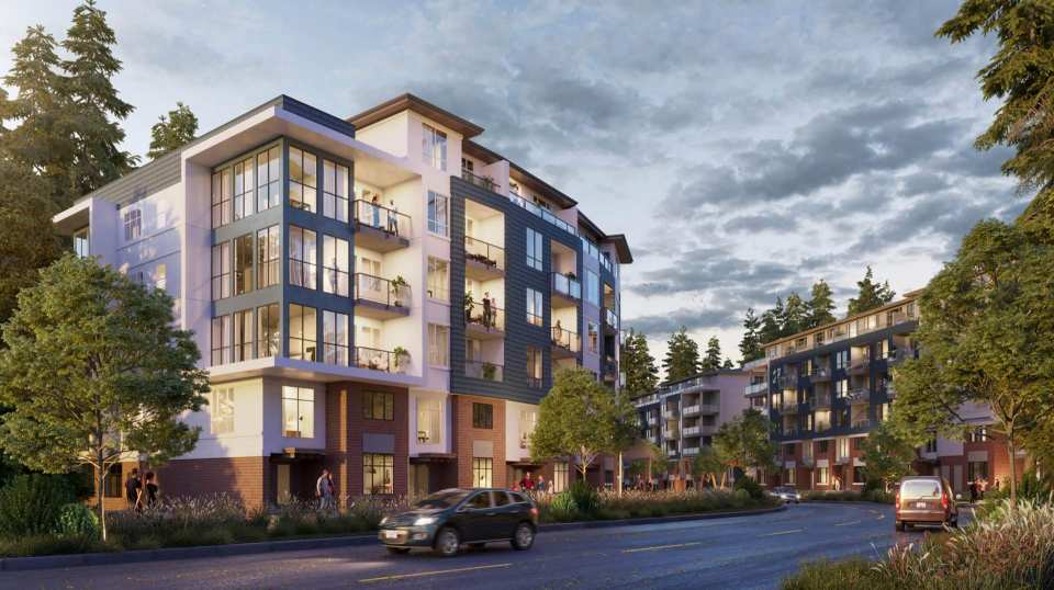 Rendering of King + Crescent South Surrey building