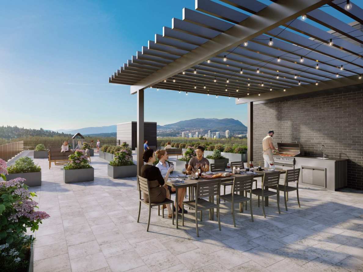 Marlow Port Coquitlam Amenity Rooftop Patio With Outdoor Barbeque Area